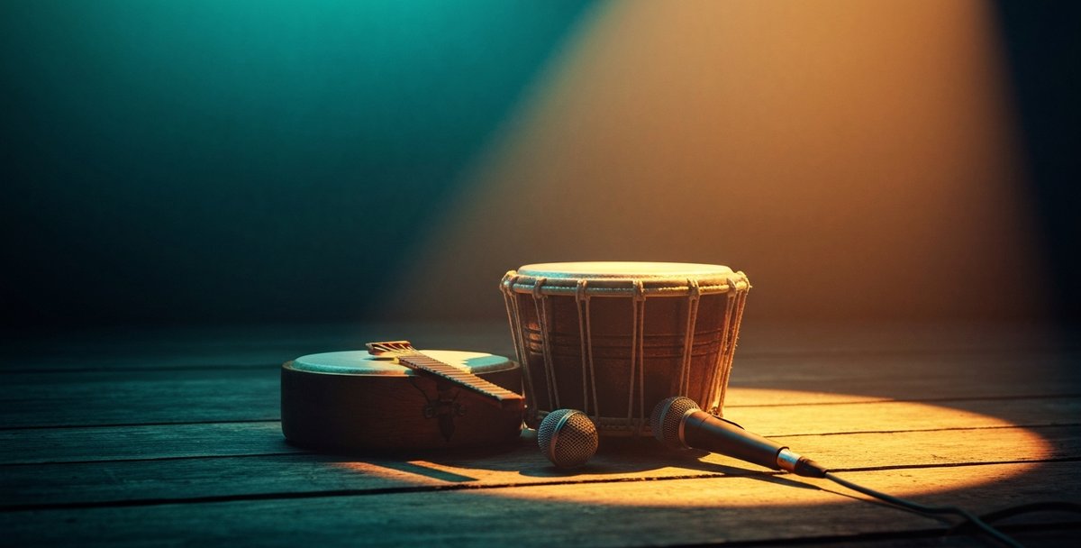 Mauritian musicians performing live on stage