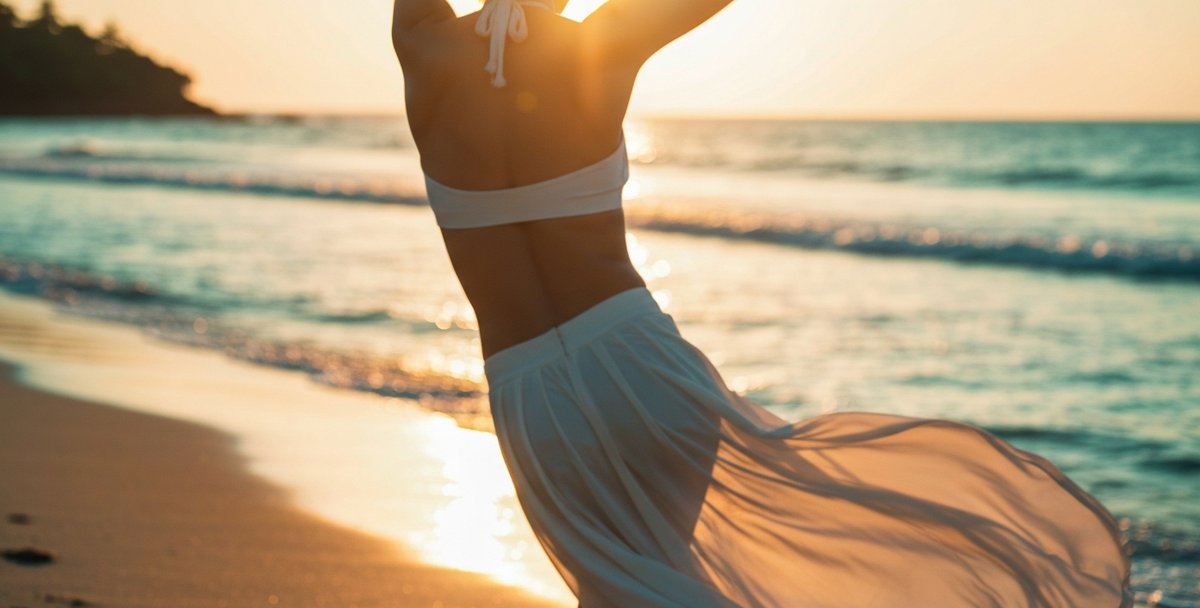 Dancers performing traditional dance on a tropical beach
