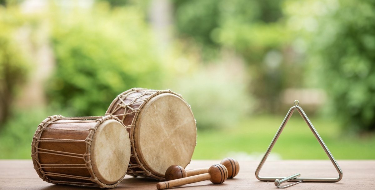 Traditional Mauritian sega instruments including the ravanne and maravanne