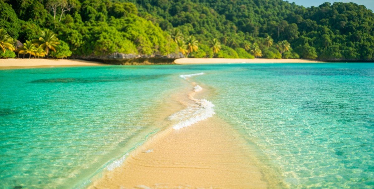 Aerial view of a turquoise Mauritius lagoon and coastline